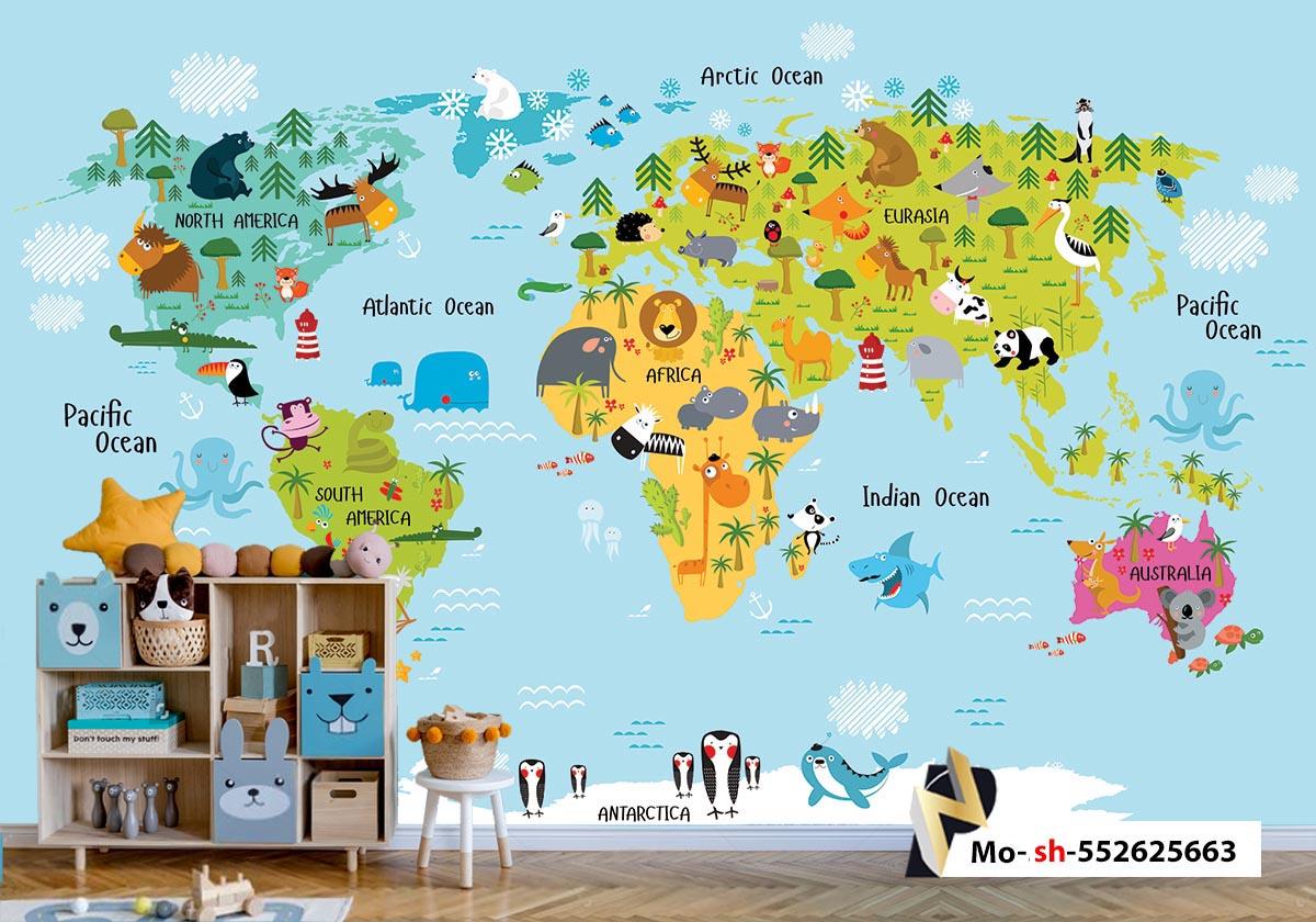 نقشه جهان و حیوانات