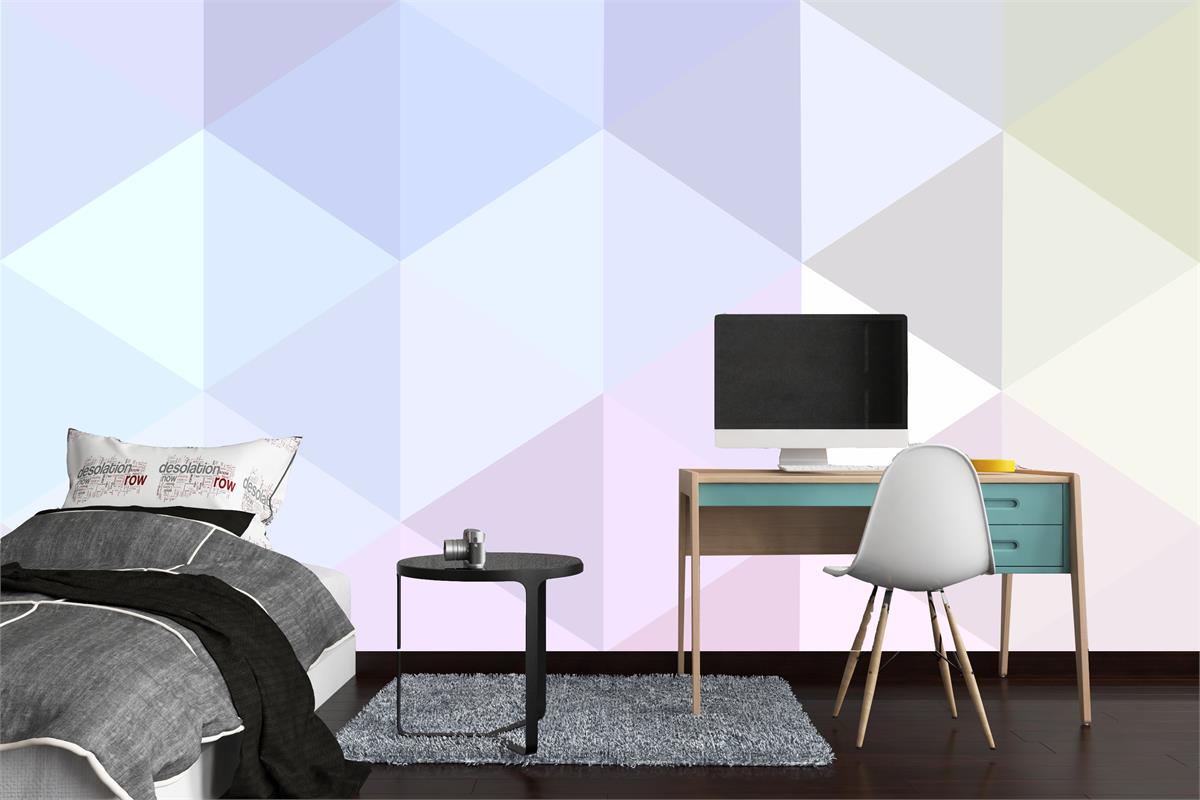 دیوار رنگی با طراحی هندسی مثلث لوزی